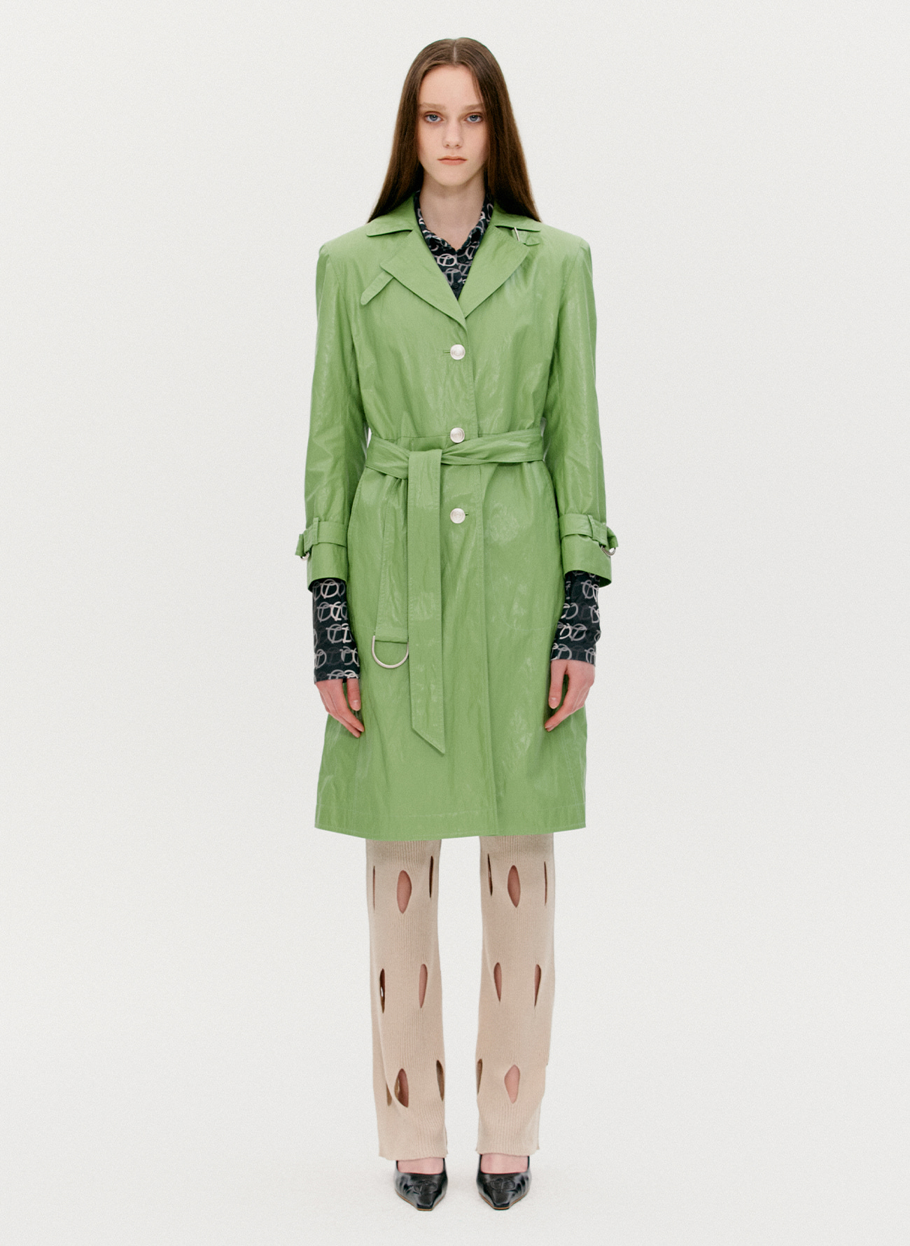 AIR WASHED TRENCH COAT, GREEN