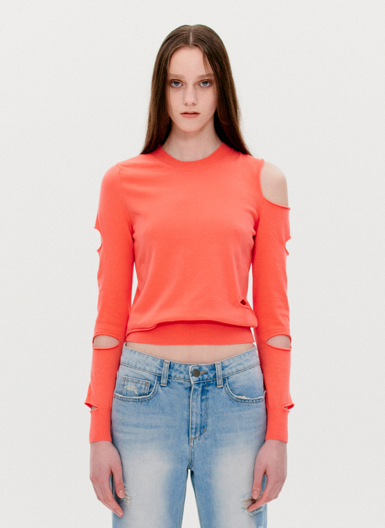 ASYMMETRIC CUT-OUT SWEATER, PINK