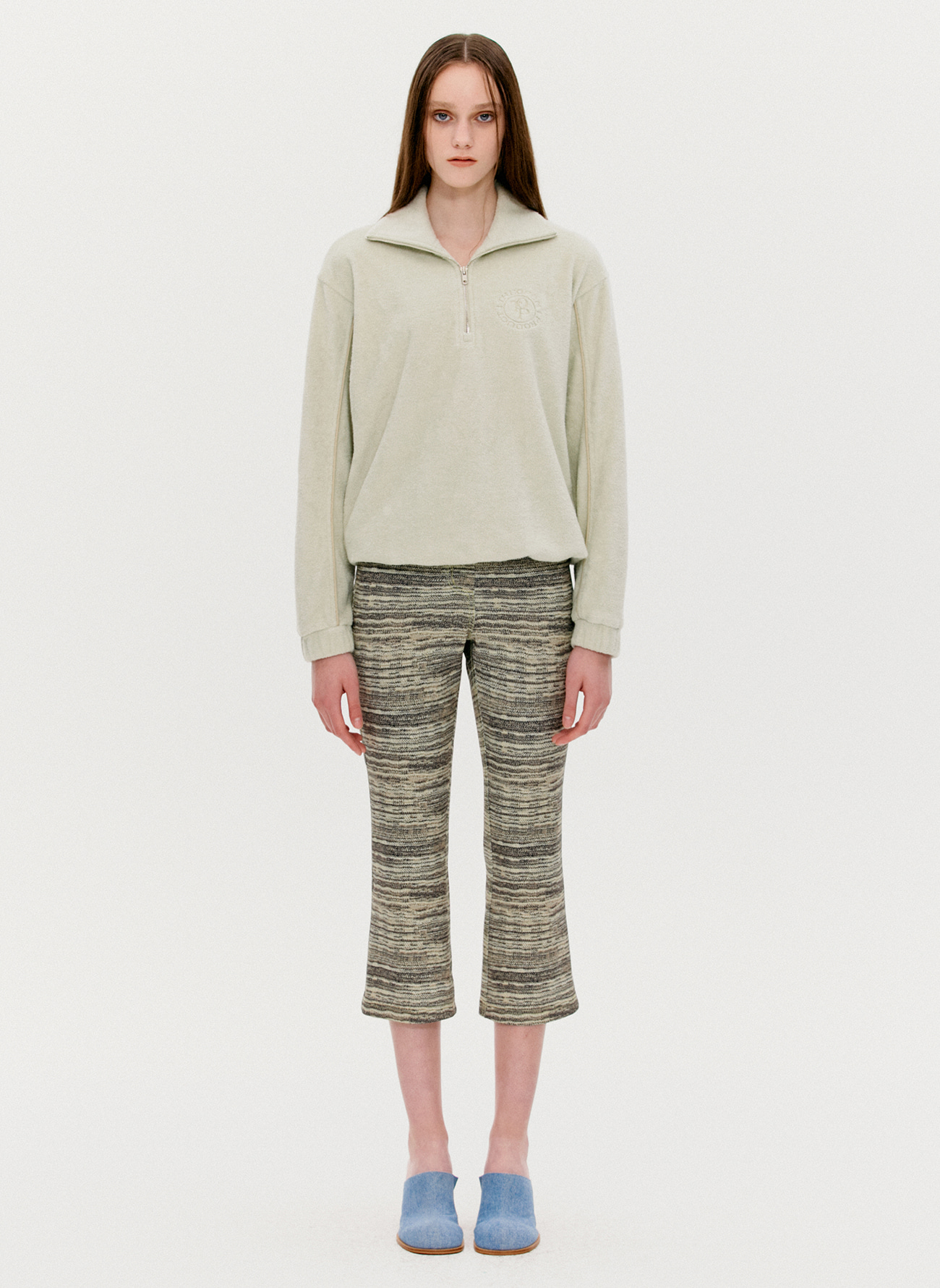 PRINTED FITTED MID LENGTH PANTS, KHAKI