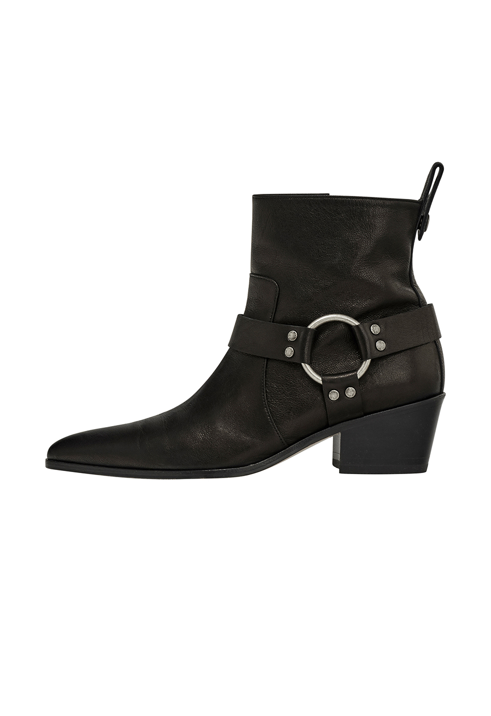 BUCKLE WESTERN BOOTS, BLACK