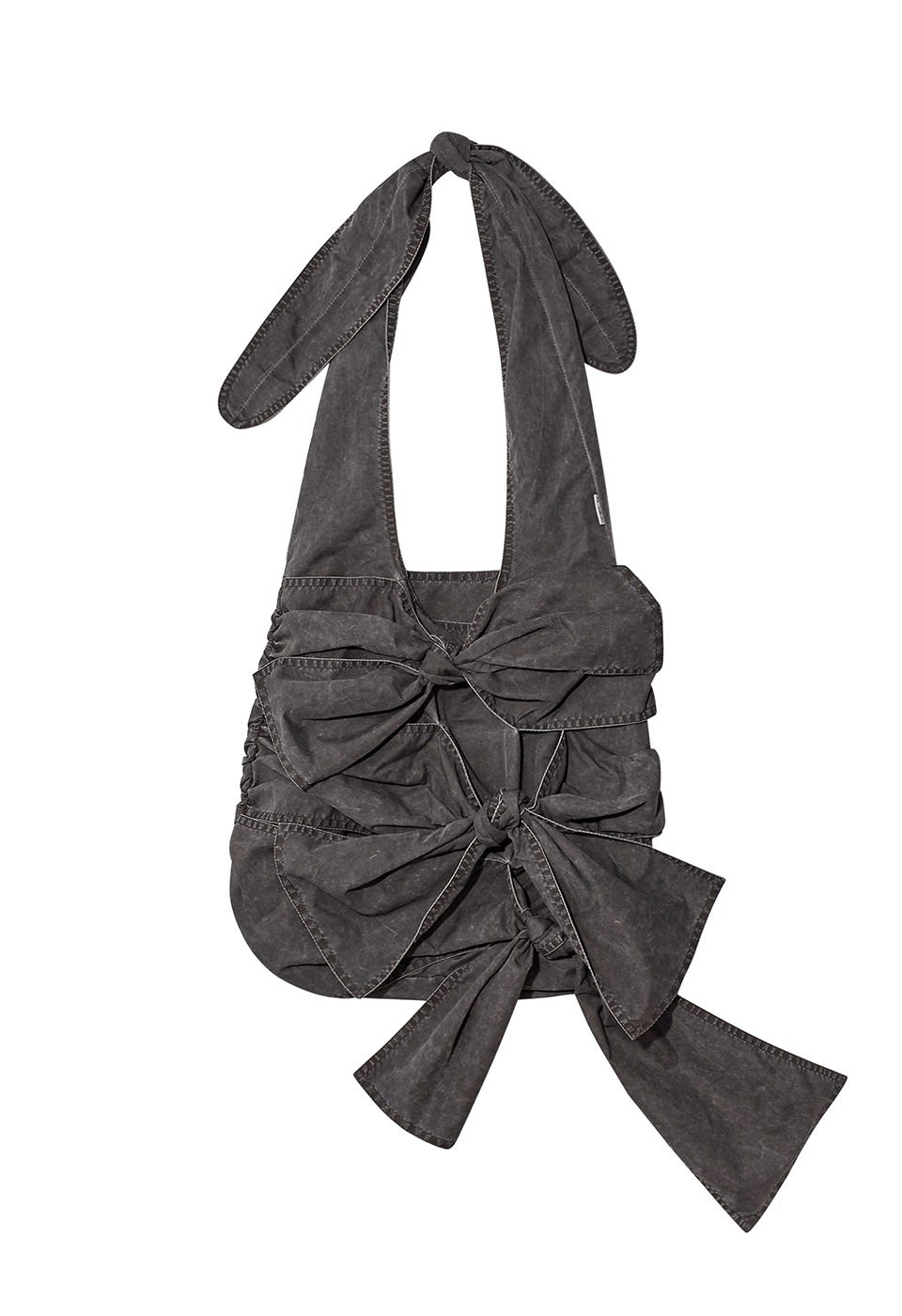 WASHED RUCHED BAG, CHARCOAL